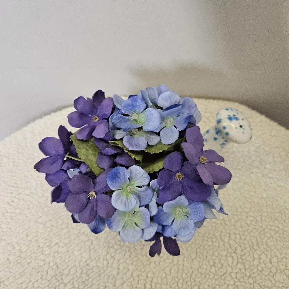 Blue and Purple Floral Ceramic Vase - Picture 5 of 16